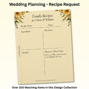 Family Recipe Sheets, Golden Yellow Flowers Suite Letterhead
