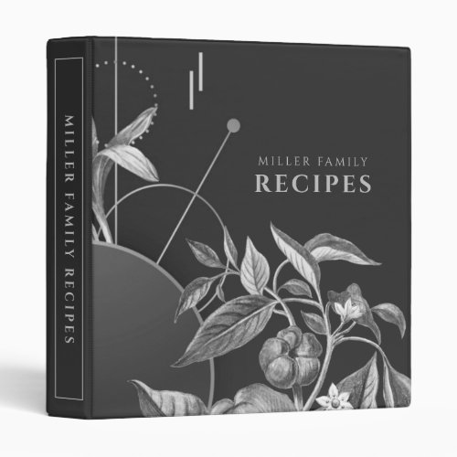 Family Recipes  Black White  Gray Pepper Plant 3 Ring Binder