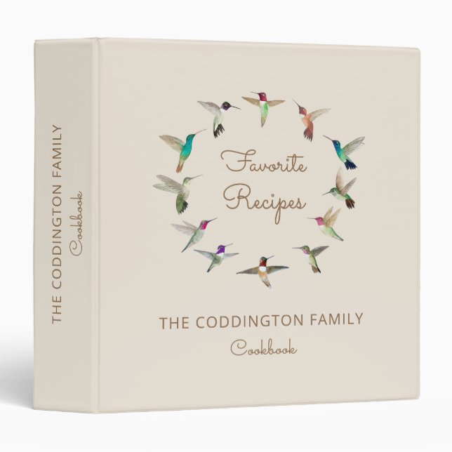 Family Recipes California Hummingbirds 3 Ring Binder (Front/Spine)
