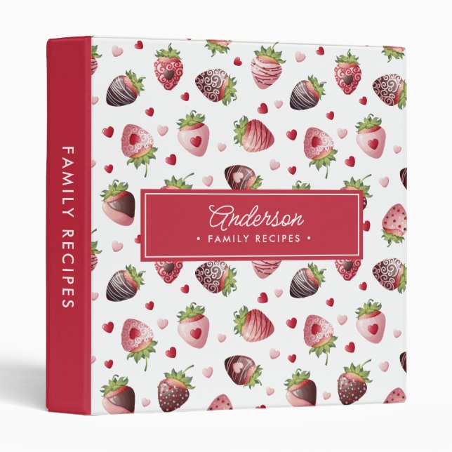 Family Recipes Chocolate Dipped Strawberries 3 Ring Binder (Front/Spine)