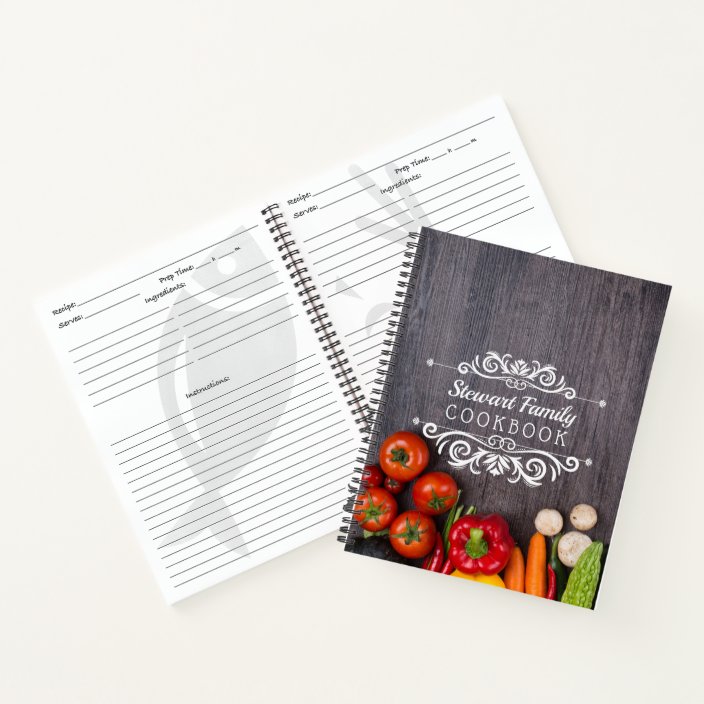 Family Recipes Cookbook Rustic Wood Personalized Notebook | Zazzle.com