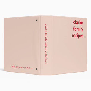 Family Recipes Elegant Blush Pink  3 Ring Binder
