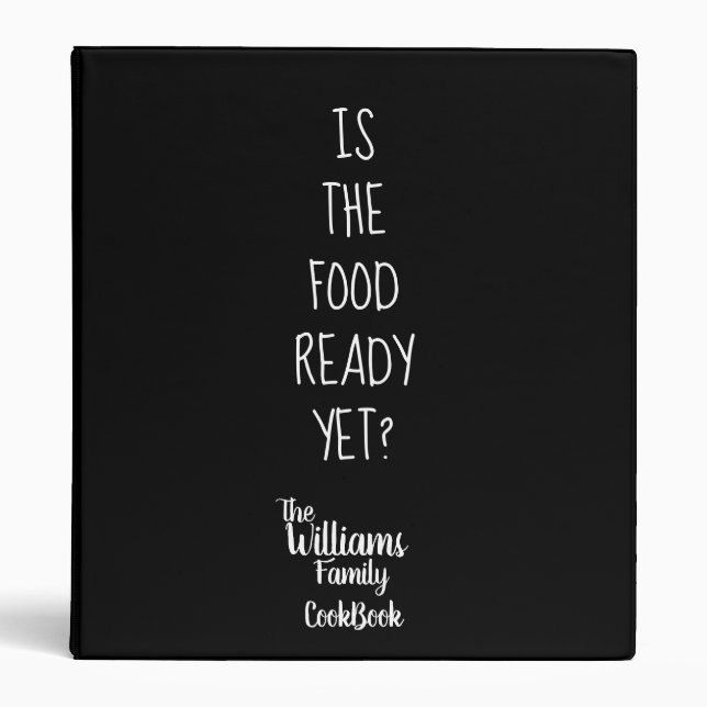 family recipes funny cookbook black binder (Front)