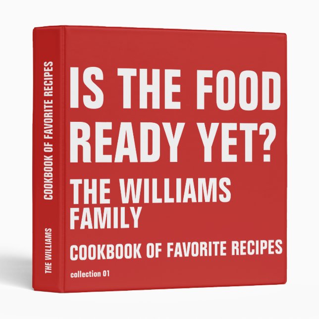 Family recipes funny cookbook red binder (Front/Spine)