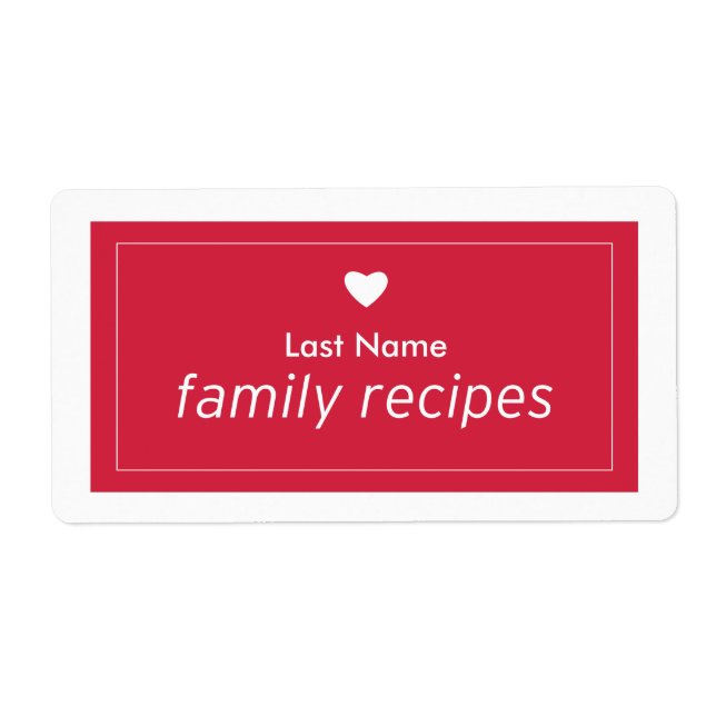 Family Recipes Label (Front)