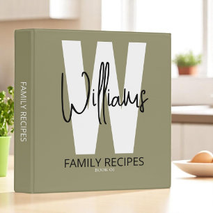 Family Recipes Modern CookBook khaki 3 Ring Binder