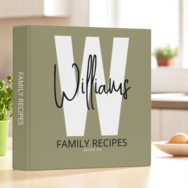 Family Recipes Modern CookBook khaki 3 Ring Binder (Creator Uploaded)