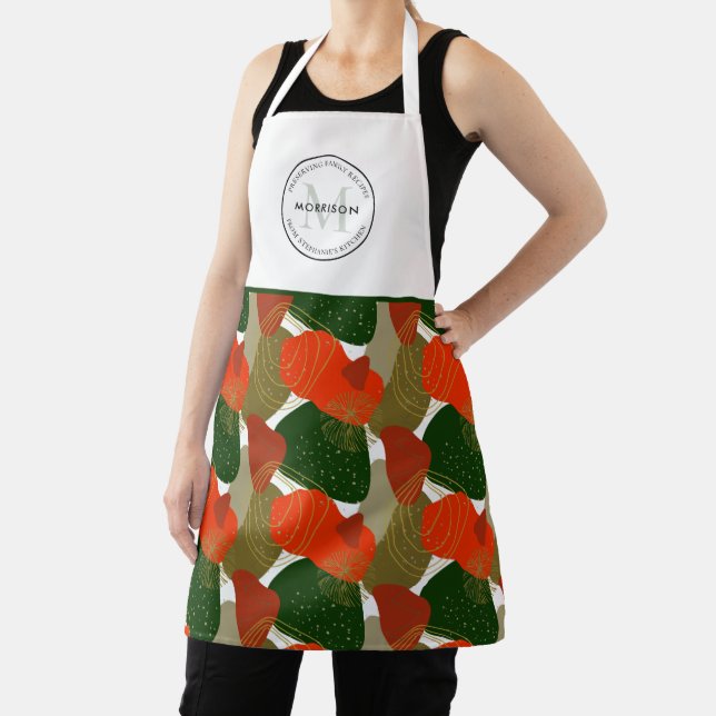 Family Recipes Monogram Abstract Christmas Apron (Insitu)