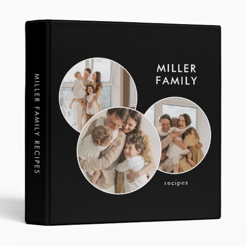 Family Recipes Photo Minimalist Black White 3 Ring Binder