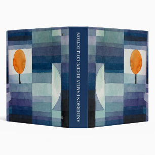 Family Recipes Retro, Paul Klee Blue Abstract 3 Ring Binder