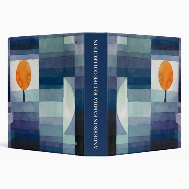 Family Recipes Retro, Paul Klee Blue Abstract 3 Ring Binder (Background)