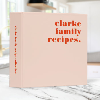 Family Recipes Retro Vintage Blush Pink And Red 3 Ring Binder by GuavaDesign at Zazzle
