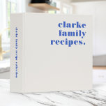 Family Recipes Retro Vintage Typography Royal Blue 3 Ring Binder<br><div class="desc">A retro vintage monogram recipe binder design featuring a retro typography which can easily be personalized with your family name to create a unique custom design! The design features an aged style classic ivory cream background along with a royal imperial blue typeface.</div>