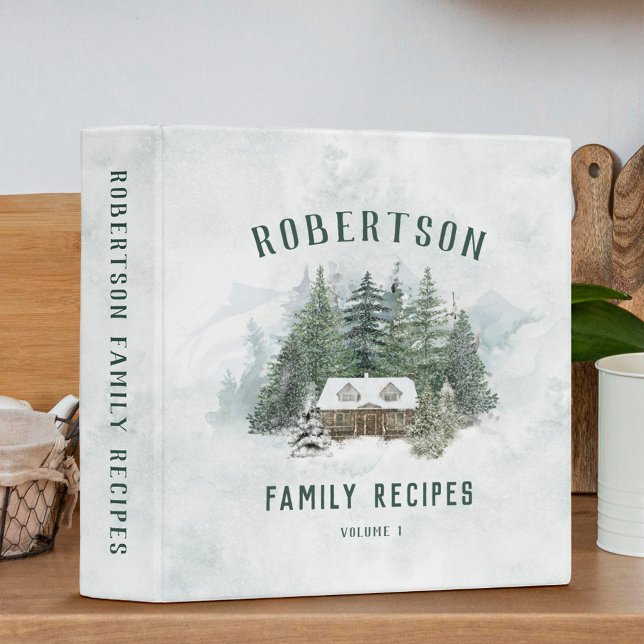Family Recipes Rustic Cabin Pine Forest  3 Ring Binder (Creator Uploaded)