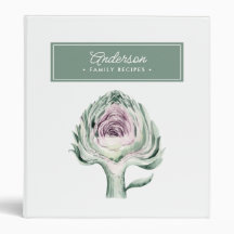 Family Recipes Watercolor Artichoke & Family Name
