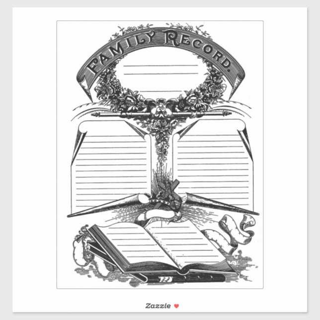 Family Record Birth Death Marriage Certificate art Sticker (Sheet)