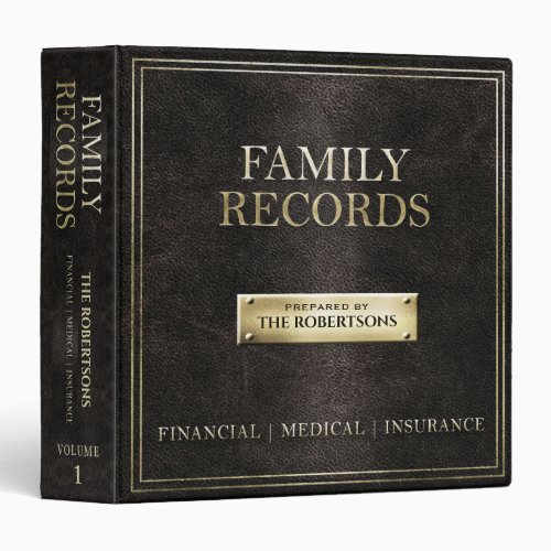 Family Records 3 Ring Binder