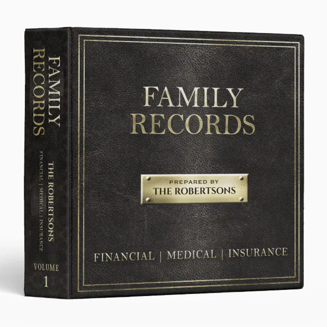 Family Records 3 Ring Binder (Front/Spine)