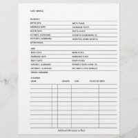 Family Records Genealogy Fillable Form Template