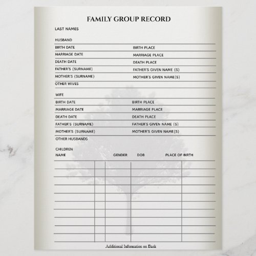 Family Records Genealogy Fillable Form Template
