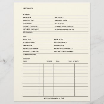Family Records Genealogy Fillable Form Template by thetreeoflife at Zazzle
