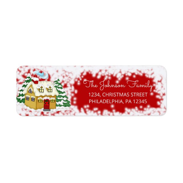 Family Red Christmas Return Address Label (Front)