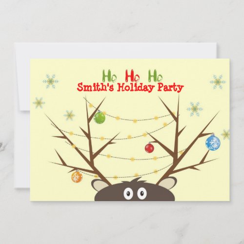 Family Reindeer Christmas Party Invite