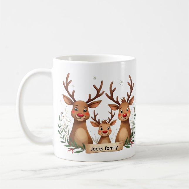 Family Reindeer Matching Mugs (Left)