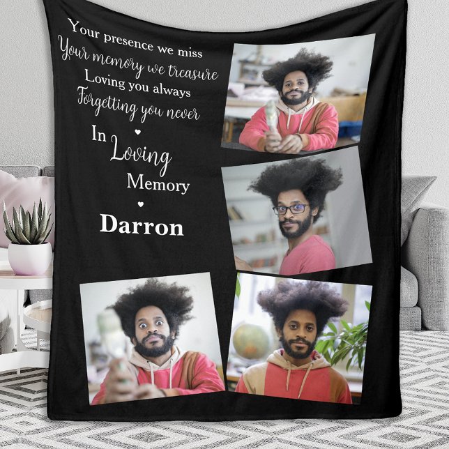 Family Remembrance In Loving Memory Memorial Photo Fleece Blanket (Creator Uploaded)