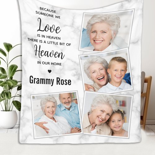 Family Remembrance Memorial Photo Collage Fleece Blanket