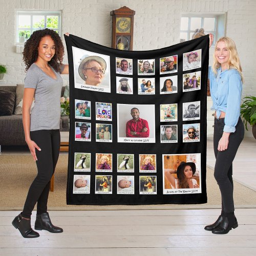 Family Retro Photo Collage Fleece Blanket