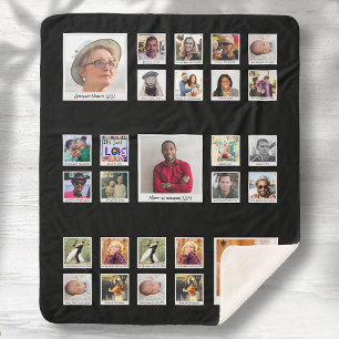 Family Retro Photo Collage Sherpa Blanket