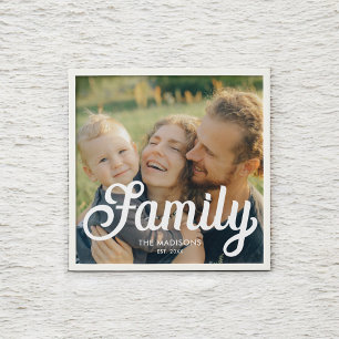 Family Retro Script Simple Peel And Stick Photo Tile