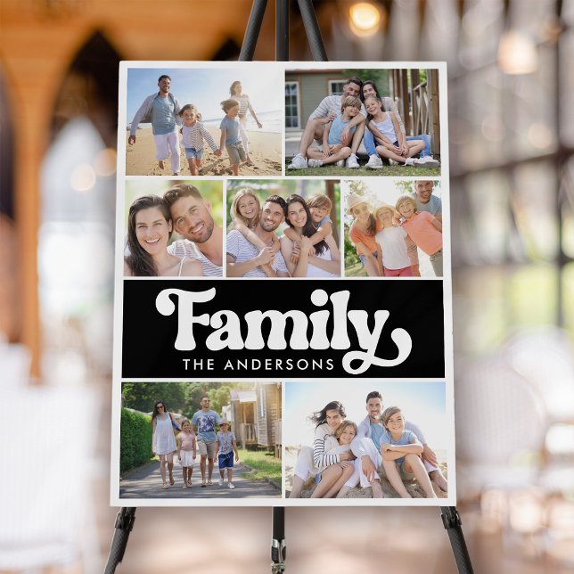 Family Retro Typography Photo Collage Foam Board (Creator Uploaded)