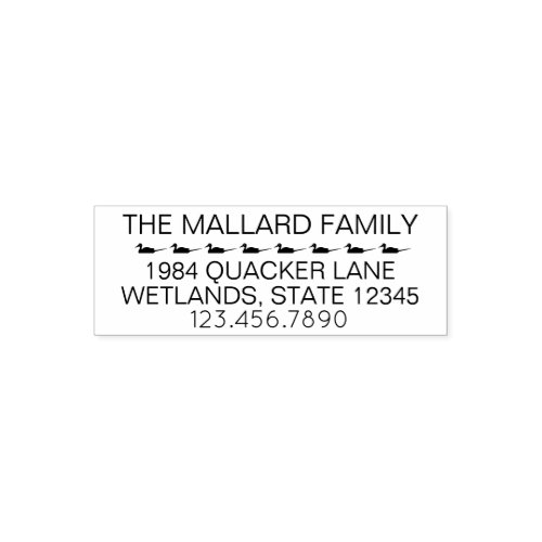 Family Return Address Ducks Custom 4 Lines Phone Self_inking Stamp