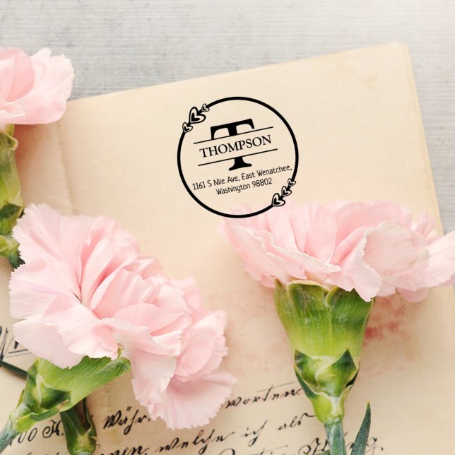 Family Return Address with Monogram, Rubber Stamp (Creator Uploaded)