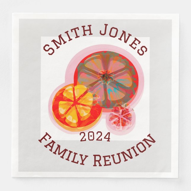 Family reunion 2024 fun extended paper din paper dinner napkins (Front)