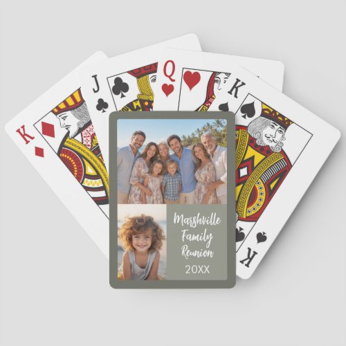 Family Reunion 2 Photo collage - grey Poker Cards