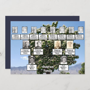 Family Reunion 3 Generation Tree with Flowers Invitation