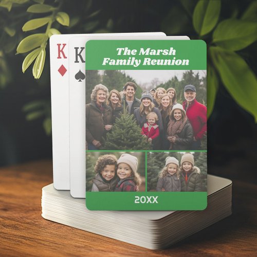 Family Reunion 3 Photo collage - green Poker Cards