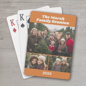 Family Reunion 3 Photo Collage - Terra Cotta Playing Cards by MarshEnterprises at Zazzle