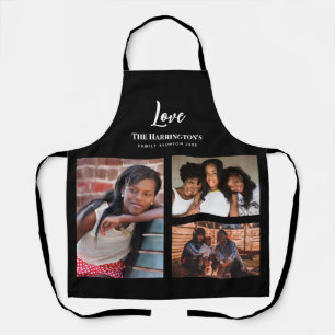 Family Reunion 3 Section Photo Collage Black Frame Apron