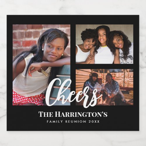 Family Reunion 3 Section Photo Collage Black Frame