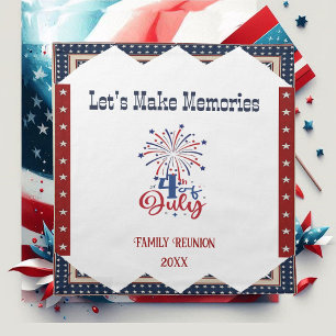 Family Reunion 4th July Star Firecrackers Bunting Cloth Napkin