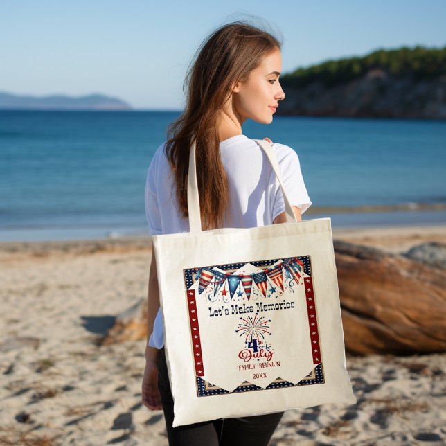 Family Reunion 4th July Star Firecrackers Bunting  Tote Bag (Family Reunion 4th July Star Firecrackers Bunting Tote Bag)