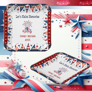 Family Reunion 4th July Stars Firecracker Bunting Paper Plates