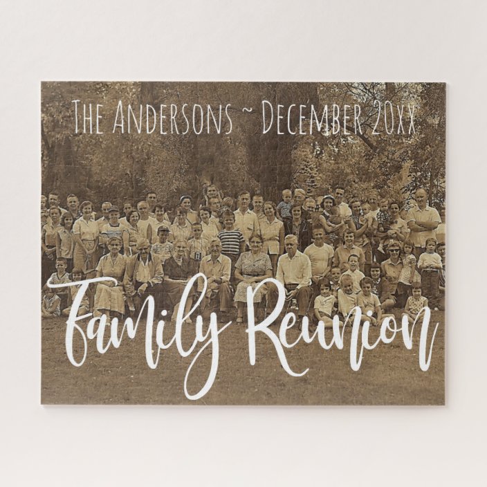 Family Reunion Add Name and Date Upload Photo Jigsaw Puzzle | Zazzle.com