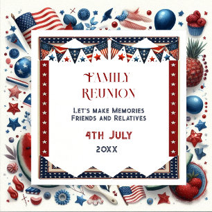 Family Reunion American Flag Bunting 4th July Crew Napkins