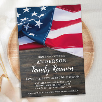 Family Reunion American Flag Patriotic Party  Invitation by BlackDogArtJudy at Zazzle