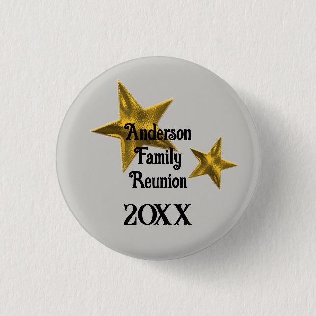 Family Reunion Announcement Gold Star Annual Event Button (Front)